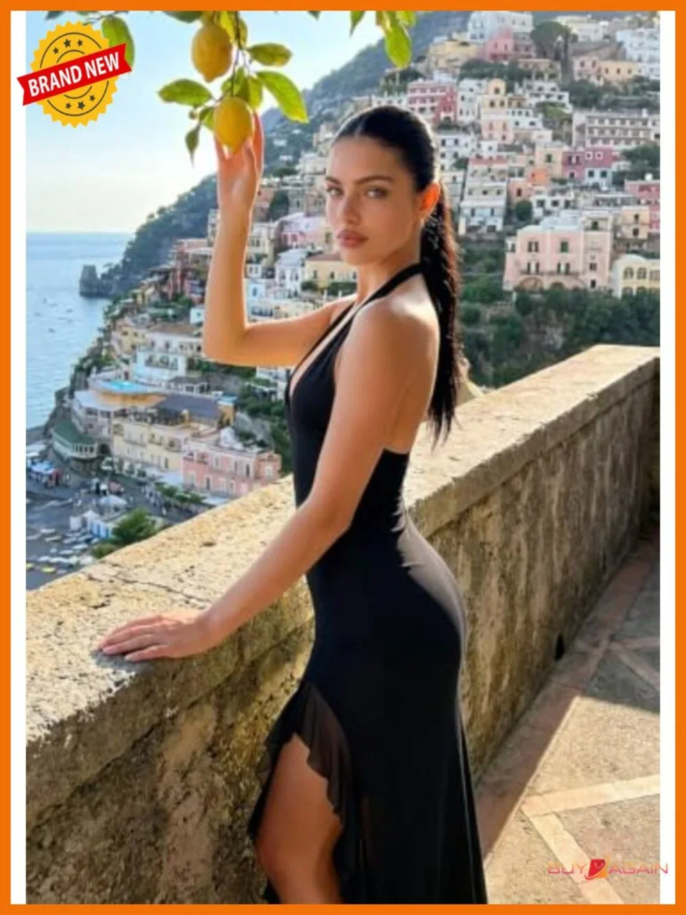 Sexy Deep V-Neck High Split Backless Mesh Ruffle Maxi Dress